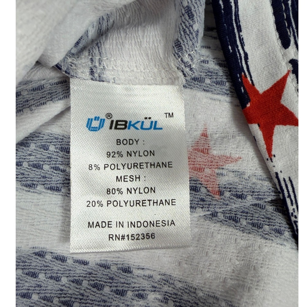 IBKUL XXL Sun Shirt Stars Stripes Quarter Zip UPF 50 IceFil Long Sleeve Top - Picture 6 of 7